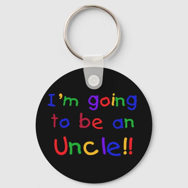 Going to be an Uncle Primary Colors Text Keychain (Front)
