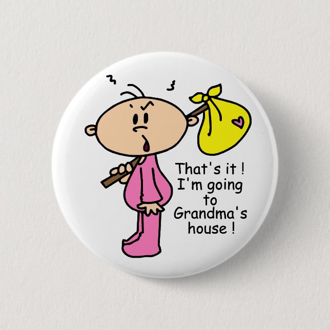Going To Grandma's House Baby (Pink) Button (Front)