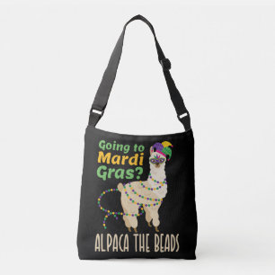 Going to Mardi Gras Alpaca the Beads Crossbody Bag
