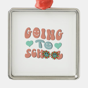 Going To School Metal Ornament