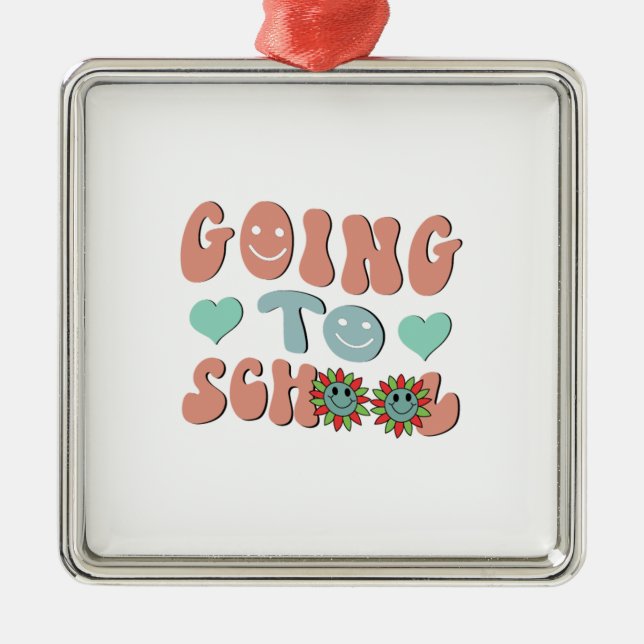 Going To School Metal Ornament (Front)