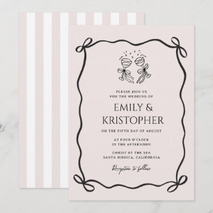 Going to the Chapel Coquette Bow Wedding Invitation