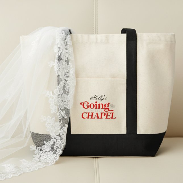 Going to the Chapel Red Bride to Be Tote Bag (Get the crew together in style with this trendy "I Do Crew" design!)