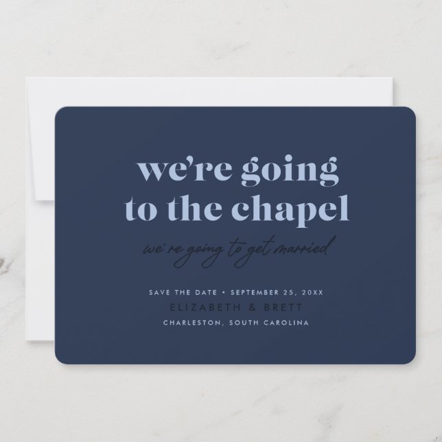 Going to the Chapel Save the Date (Navy) (Front)