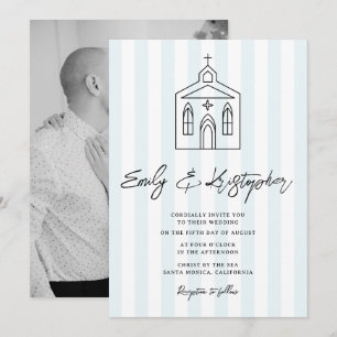 Going to the Chapel Stripe Wedding Photo Invitation
