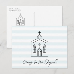 Going to the Chapel Wedding Blue Save the Date Postcard