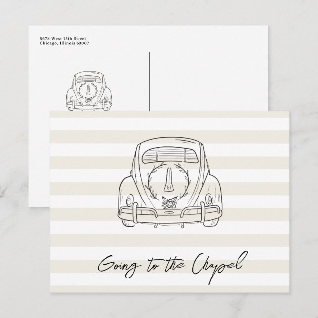 Going to the Chapel Wedding Car Save the Date Postcard (Front/Back)