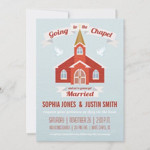 Going to the Chapel Wedding Invitation RED