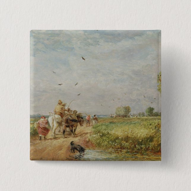 Going to the Hayfield, 1853 (oil on millboard) Pinback Button (Front)