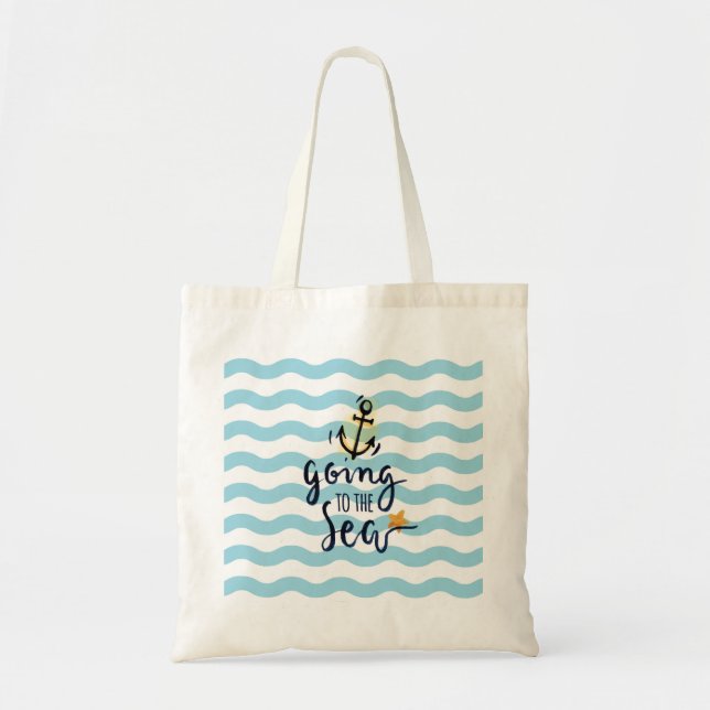  Going to the Sea – Nautical Anchor Budget Tote (Front)
