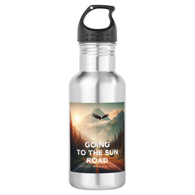 Going To The Sun Road Montana Eagle Stainless Steel Water Bottle (Front)