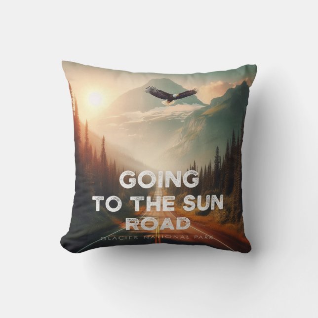 Going To The Sun Road Montana Eagle Throw Pillow (Front)
