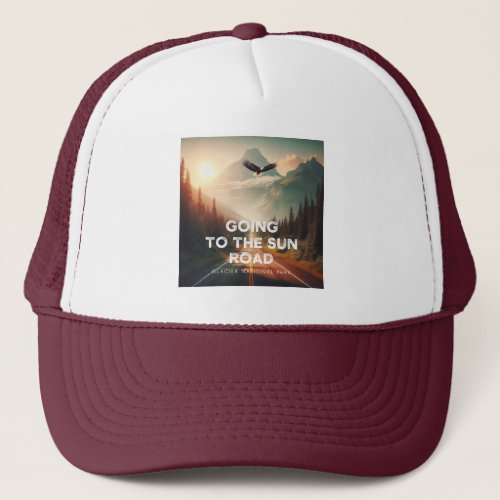 Going To The Sun Road Montana Eagle Trucker Hat