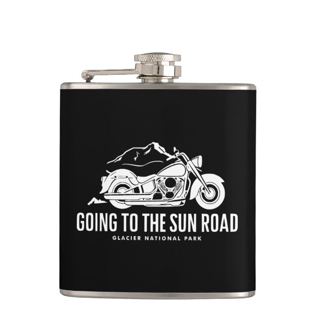 Going To The Sun Road Montana Motorcycle Flask (Front)