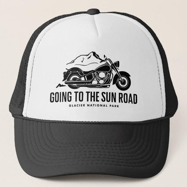Going To The Sun Road Montana Motorcycle Trucker Hat (Front)