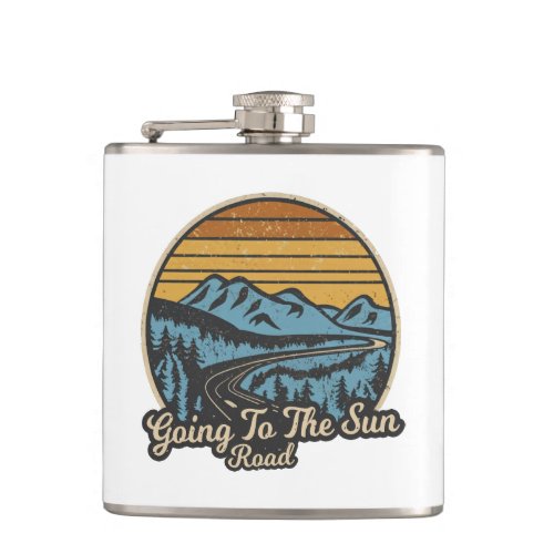 Going To The Sun Road Montana Retro Flask