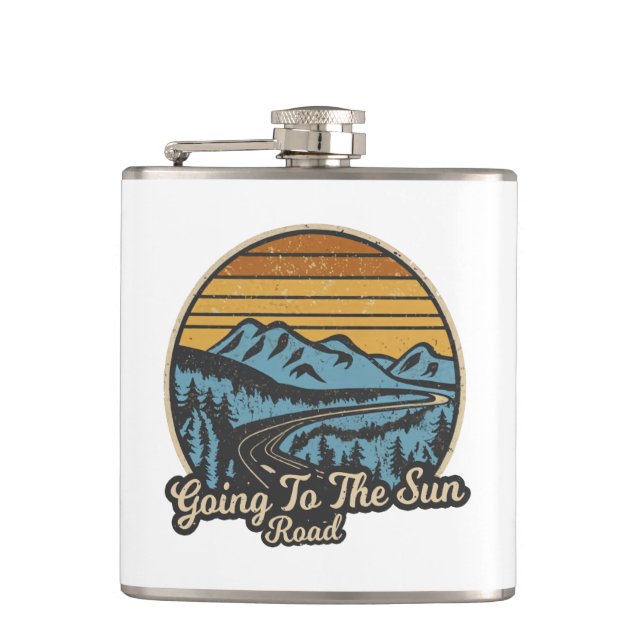 Going To The Sun Road Montana Retro Flask (Front)