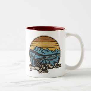 Going To The Sun Road Montana Retro Two-Tone Coffee Mug