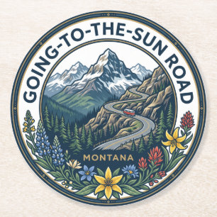 Going-to-the-Sun Road Montana Round Paper Coaster