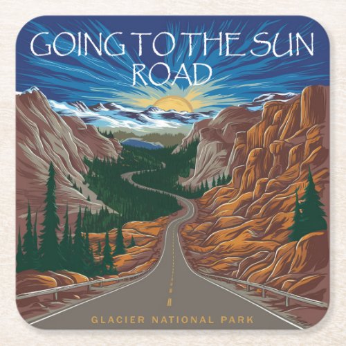 Going To The Sun Road Montana Vista Square Paper Coaster