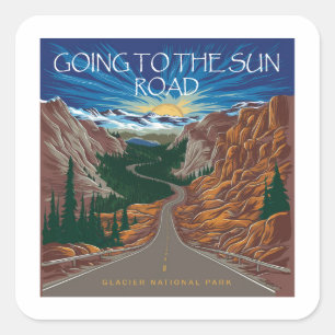 Going To The Sun Road Montana Vista Square Sticker