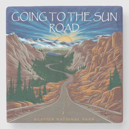 Going To The Sun Road Montana Vista Stone Coaster