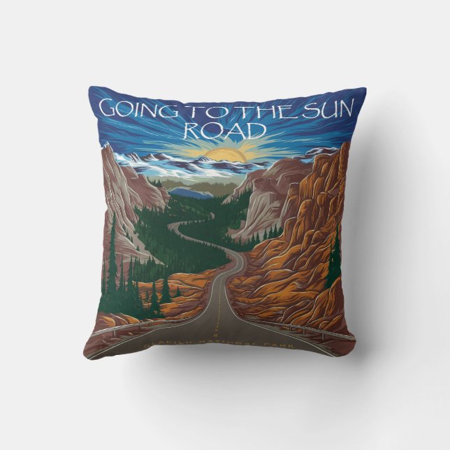 Going To The Sun Road Montana Vista Throw Pillow (Back)