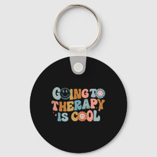 Going To The Therapy Is Cool Retro Feminist Keychain