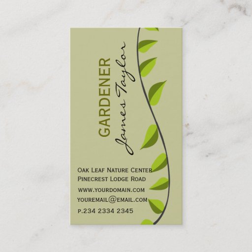Customizable Garden Leaf Gardening   Green Business Card Template