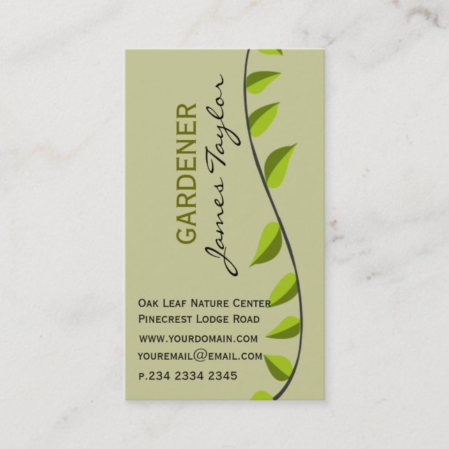 Going UP Garden Leaf Gardening Green Professional Business Card (Front)