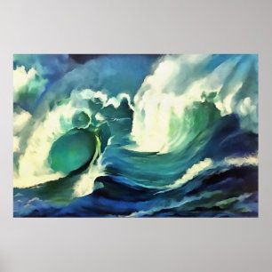 Going With The Flow Crashing Ocean Waves Art Poster