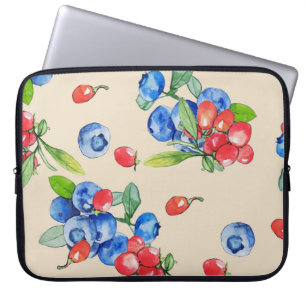 Goji, blueberry: watercolor illustration pattern. laptop sleeve