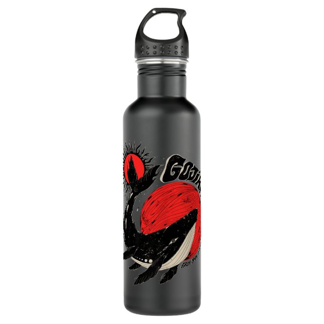 Gojira Whale Sun Moon Premium  Stainless Steel Water Bottle (Front)