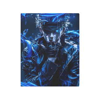 Gojo Satoru Blue Neon Void Metal Print