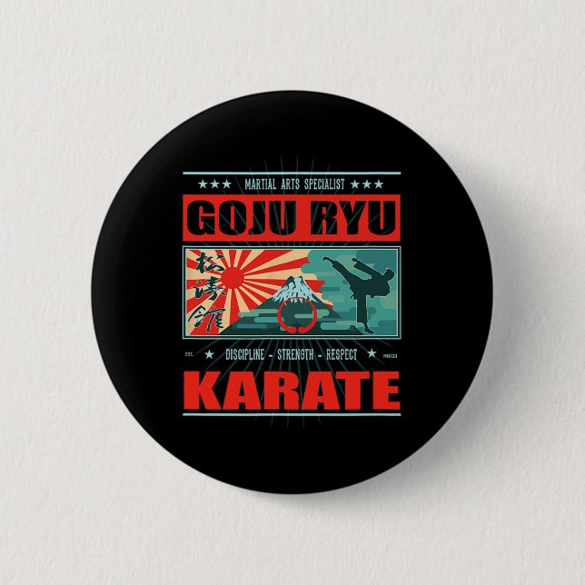Goju Ryu Karate Kanji  Button (Front)