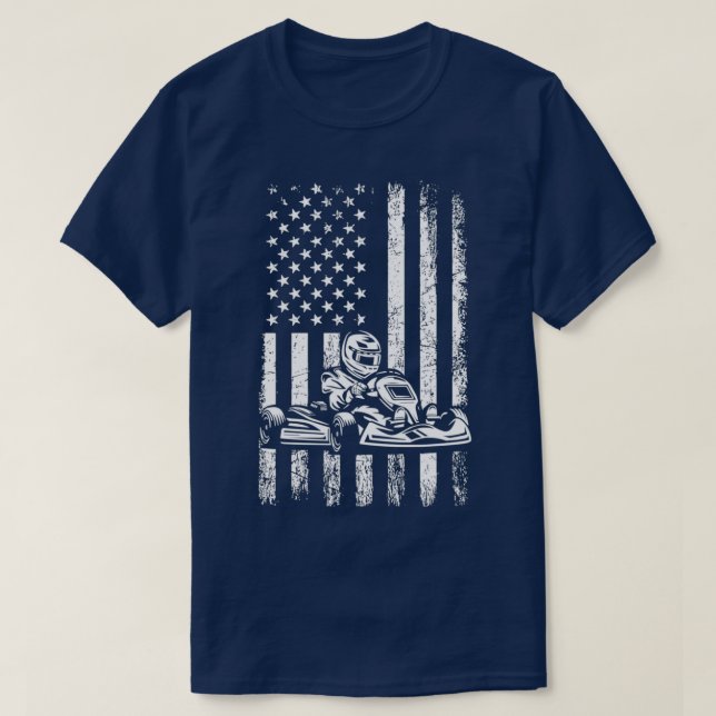 gokart american flag go kart racing Classic TShirt (Design Front)