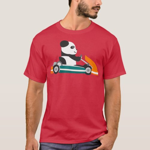Gokart panda racing car panda bear T_Shirt