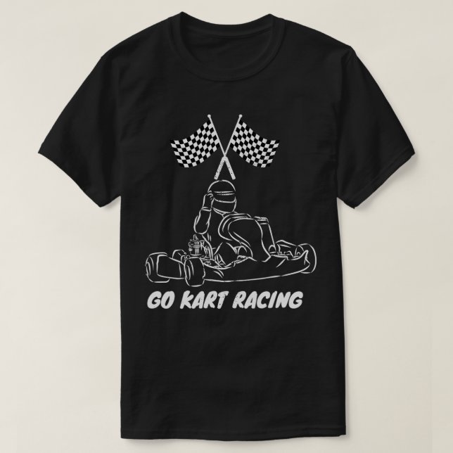 GoKart Racers Cool Go Kart Racing Race Flag Design T-Shirt (Design Front)