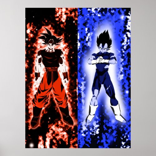 Goku red Vegeta blue Poster