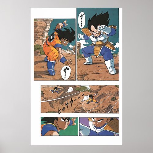 Goku vs Vegeta Manga Page Poster