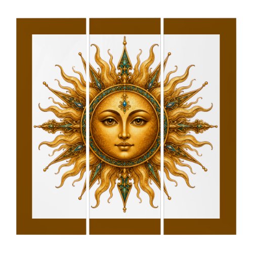 Gol Bano Collection | Persian Golden Sun Poster |  Triptych