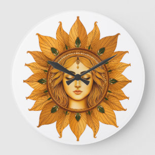 Gol Bano Collection Persian Golden Sun Wall Cloc Large Clock
