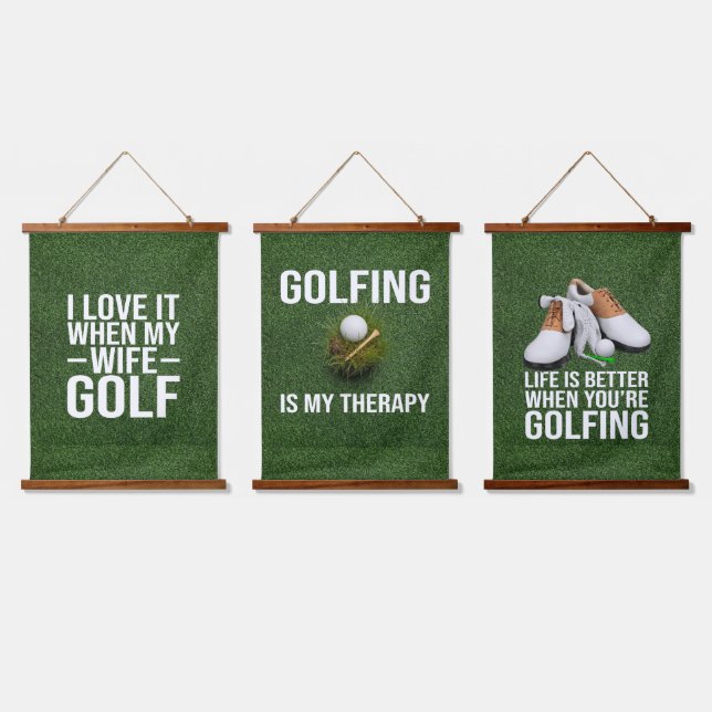 Gol Funny Quotes for Golfer  Hanging Tapestry (Triple)