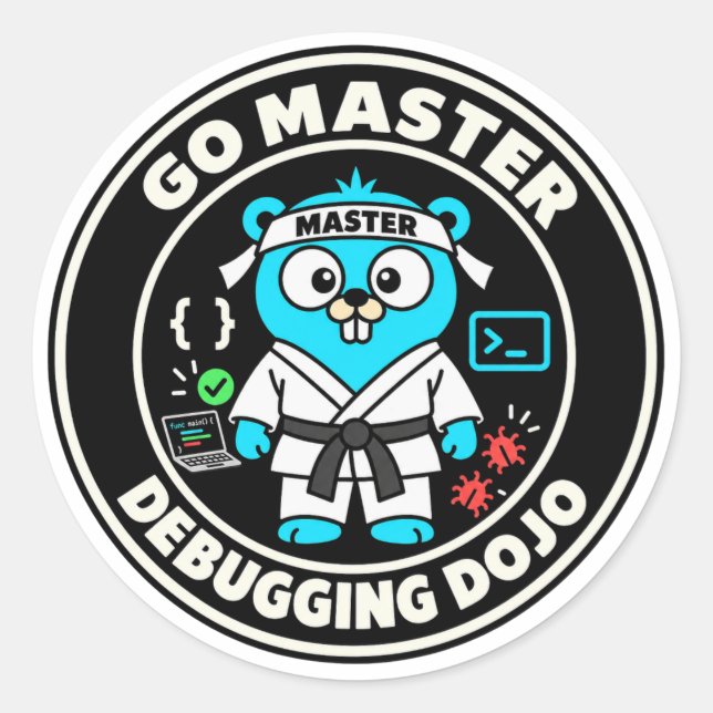Golang Gopher, Go language mascot. Programming Classic Round Sticker (Front)