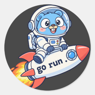Golang Gopher Go Run command Classic Round Sticker