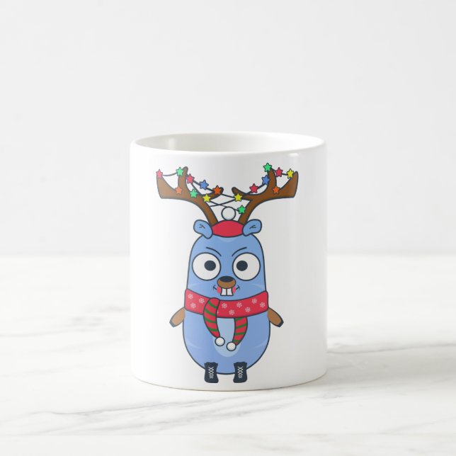 Golang gopher reindeer coffee mug (Center)