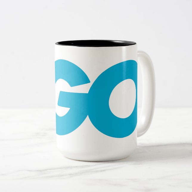 Golang Logo (Go Programming Language) Two-Tone Coffee Mug (Front Right)