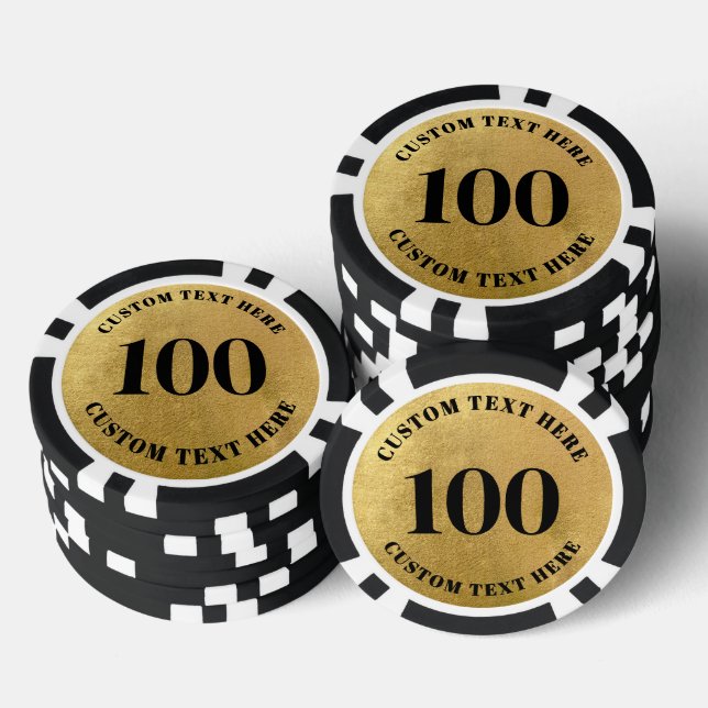 Gold 100 Numbered Poker Chips (Stack)