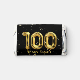 Gold 100th Birthday Balloons and Confetti Hershey's Miniatures