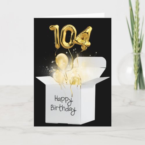 Gold 104th Birthday Balloons In White Box  Card